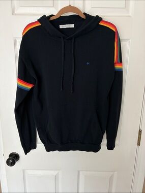 OUTERKNOWN Nostalgic Sweater Hoodie with Retro Rainbow stripes.